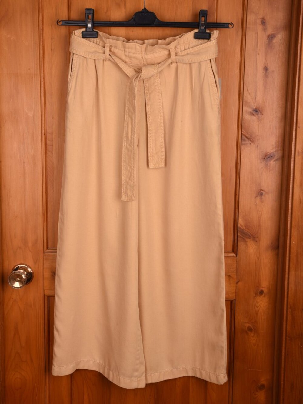 BNWT RW&CO 100% Tencel Paperbag Wide Leg Pants Beige Tan Size Medium